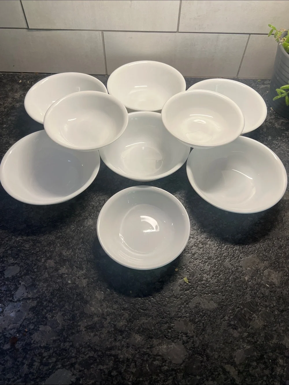 Vintage Corelle Set of 9 White Winter Frost Cereal or Dessert Serving Bowls